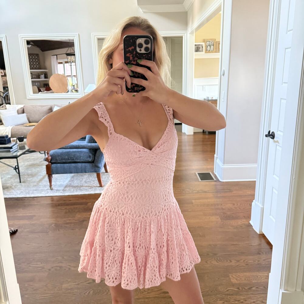 Pink Lace Mini Dress Size XS